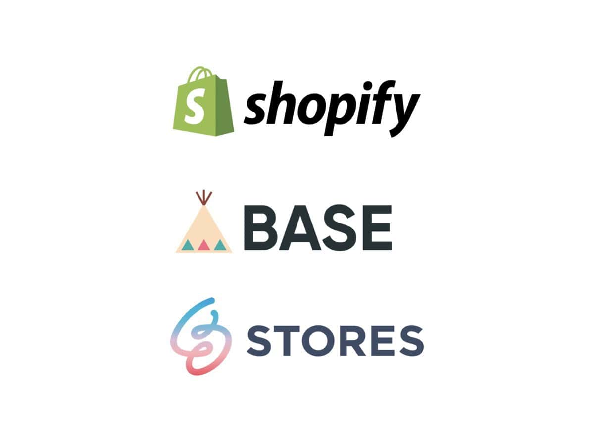 ShopifyとBASEとSTORESのロゴ