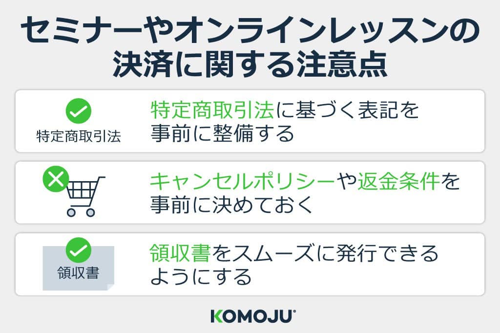 セミナーやオンラインレッスンの決済に関する注意点